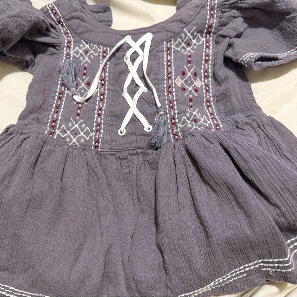 Shabby Chic Embroidered Gray Kids Top